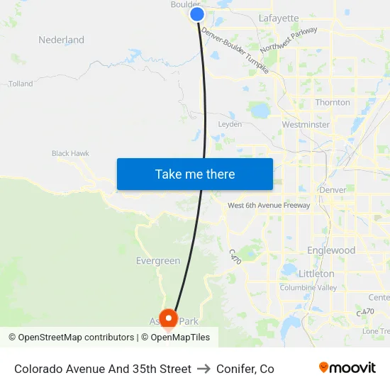 Colorado Avenue And 35th Street to Conifer, Co map