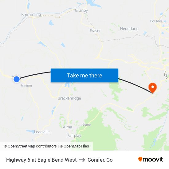 Highway 6 at Eagle Bend West to Conifer, Co map