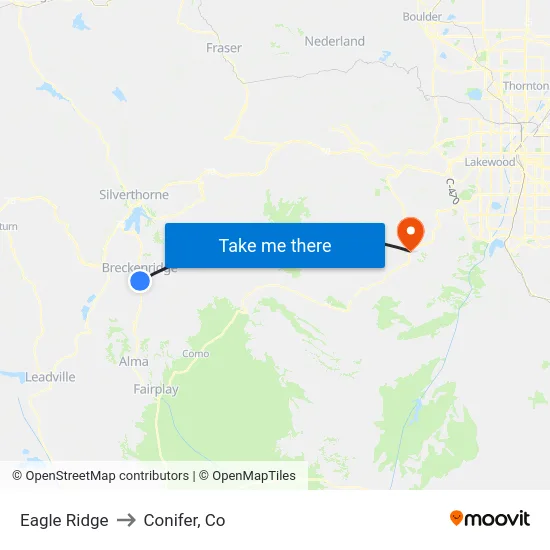 Eagle Ridge to Conifer, Co map