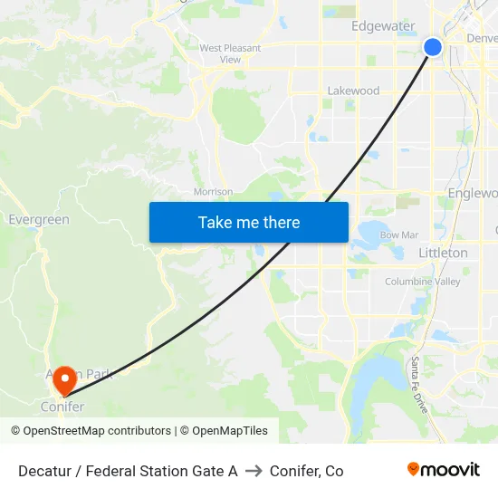 Decatur / Federal Station Gate A to Conifer, Co map