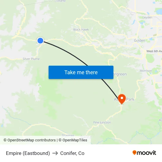 Empire (Eastbound) to Conifer, Co map