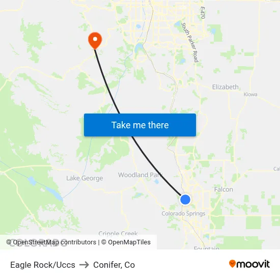 Eagle Rock/Uccs to Conifer, Co map