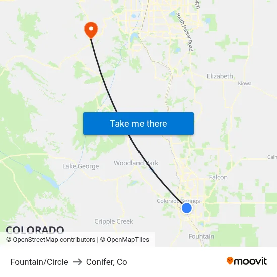 Fountain/Circle to Conifer, Co map
