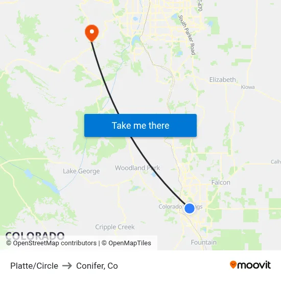 Platte/Circle to Conifer, Co map