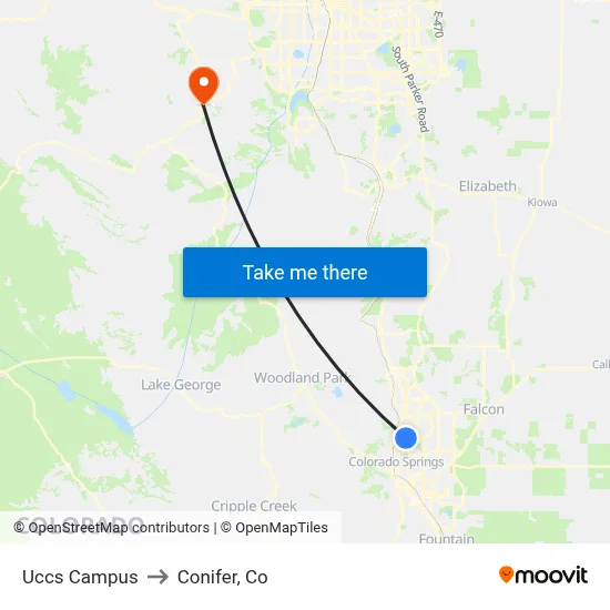 Uccs Campus to Conifer, Co map