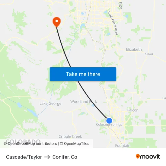 Cascade/Taylor to Conifer, Co map