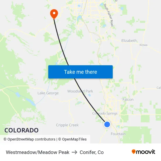 Westmeadow/Meadow Peak to Conifer, Co map
