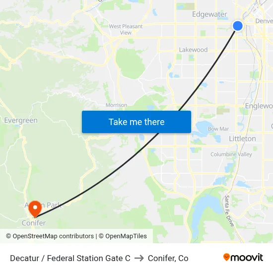 Decatur / Federal Station Gate C to Conifer, Co map