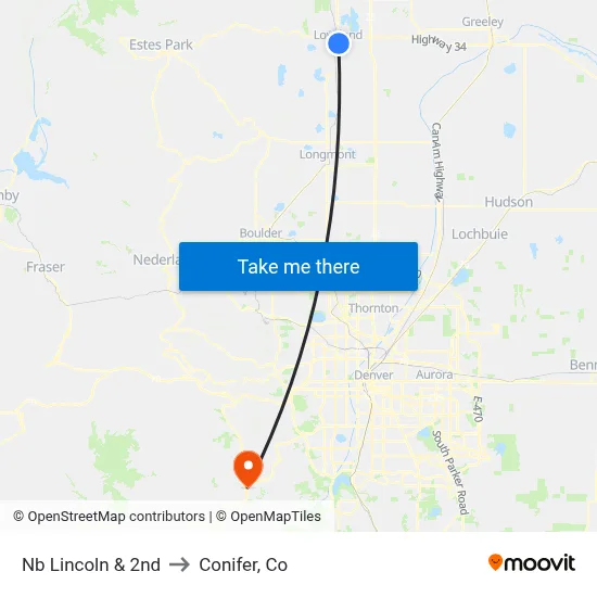 Nb Lincoln & 2nd to Conifer, Co map