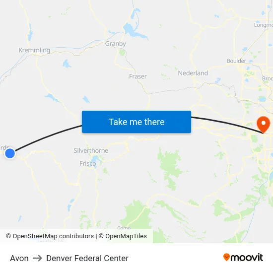 Avon to Denver Federal Center map