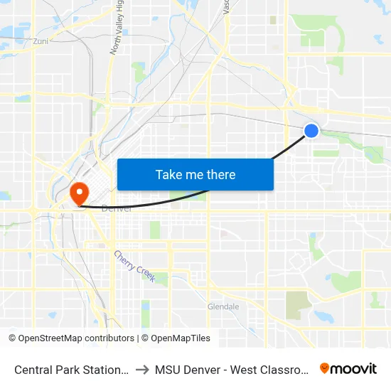 Central Park Station Gate B1 to MSU Denver - West Classroom Building map