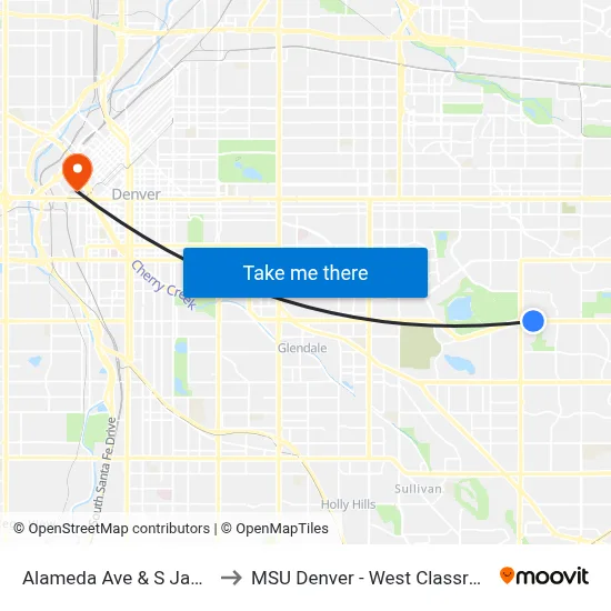 Alameda Ave & S Jamaica Way to MSU Denver - West Classroom Building map