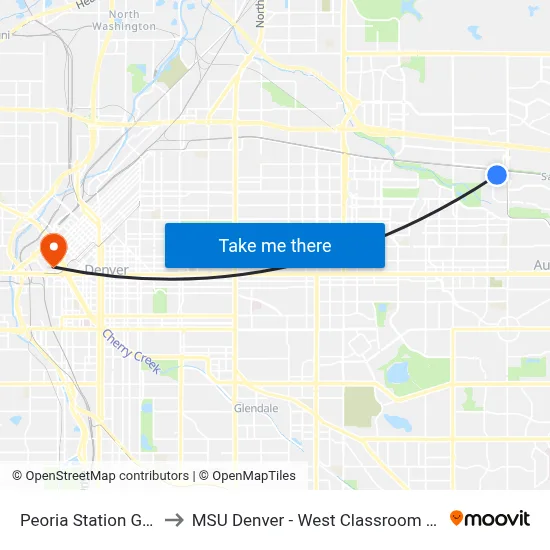Peoria Station Gate C to MSU Denver - West Classroom Building map