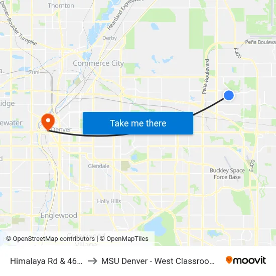 Himalaya Rd & 46th Ave to MSU Denver - West Classroom Building map