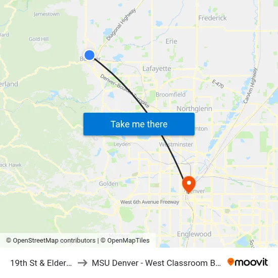 19th St & Elder Ave to MSU Denver - West Classroom Building map