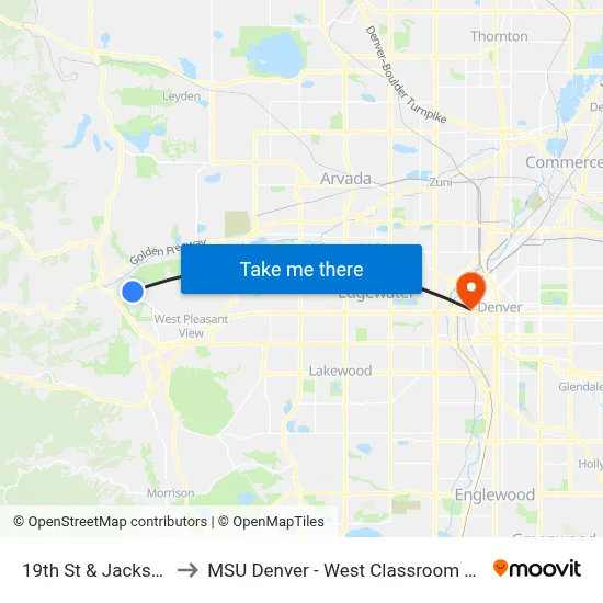 19th St & Jackson St to MSU Denver - West Classroom Building map