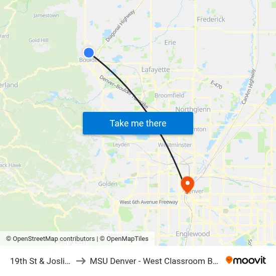 19th St & Joslin Ct to MSU Denver - West Classroom Building map