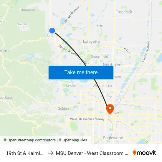 19th St & Kalmia Ave to MSU Denver - West Classroom Building map