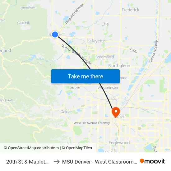 20th St & Mapleton Ave to MSU Denver - West Classroom Building map