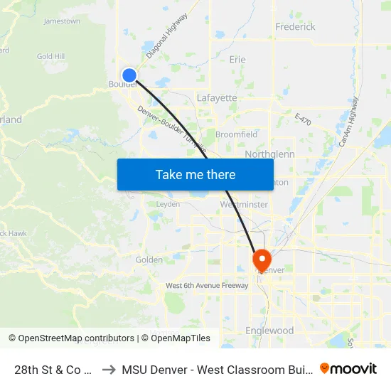 28th St & Co 119 to MSU Denver - West Classroom Building map