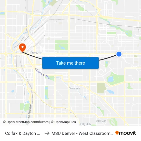 Colfax & Dayton Station to MSU Denver - West Classroom Building map