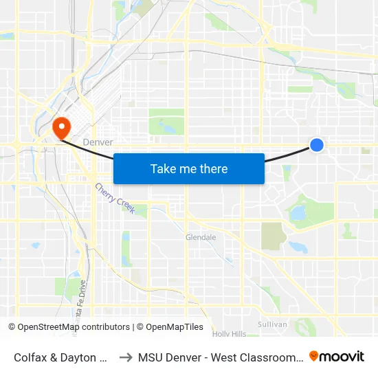 Colfax & Dayton Station to MSU Denver - West Classroom Building map