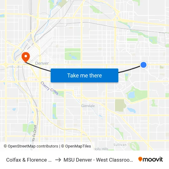 Colfax & Florence Station to MSU Denver - West Classroom Building map