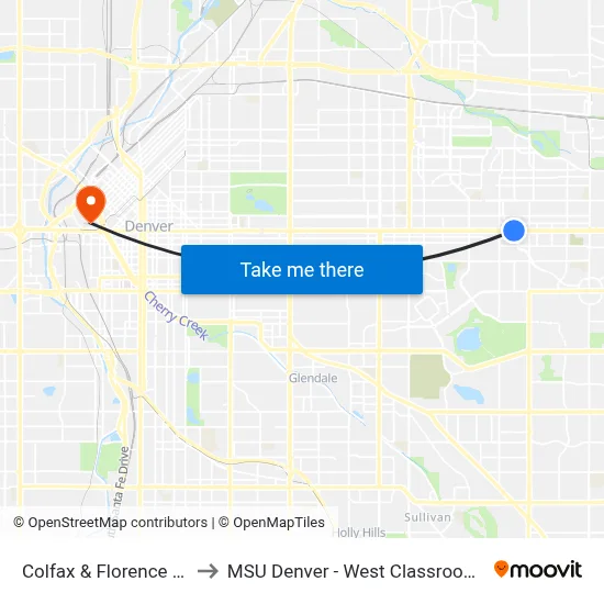 Colfax & Florence Station to MSU Denver - West Classroom Building map
