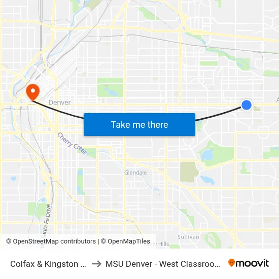 Colfax & Kingston Station to MSU Denver - West Classroom Building map