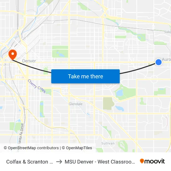 Colfax & Scranton Station to MSU Denver - West Classroom Building map