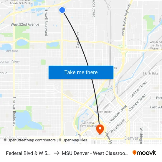 Federal Blvd & W 56th Ave to MSU Denver - West Classroom Building map