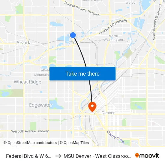 Federal Blvd & W 62nd Ave to MSU Denver - West Classroom Building map