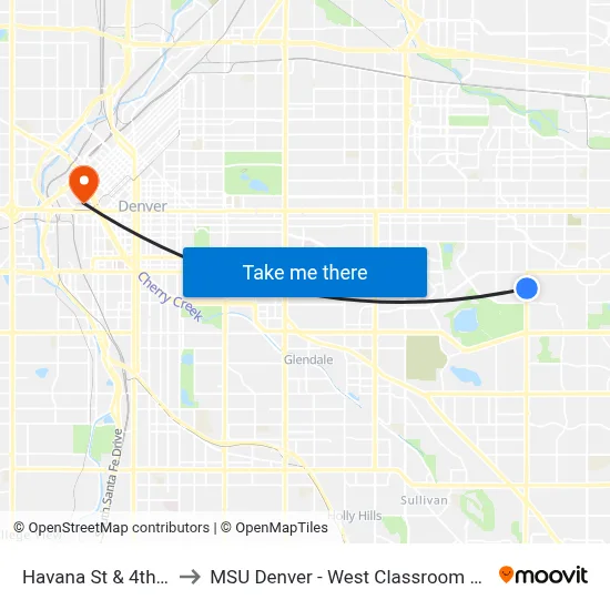 Havana St & 4th Way to MSU Denver - West Classroom Building map