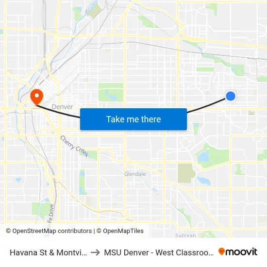 Havana St & Montview Blvd to MSU Denver - West Classroom Building map