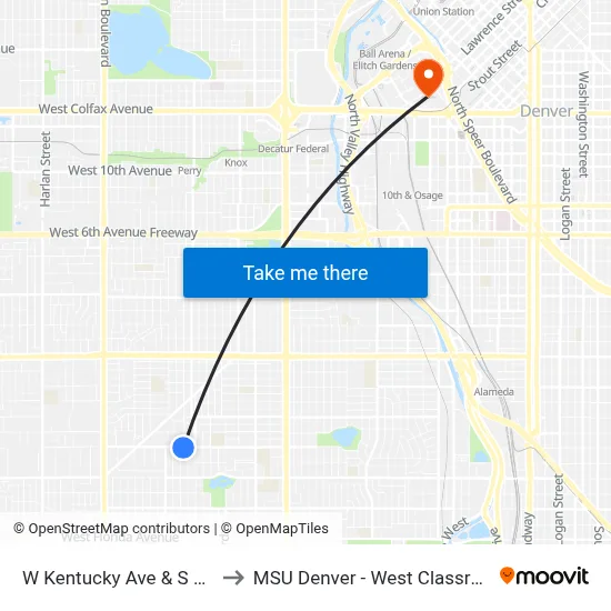 W Kentucky Ave & S Quitman St to MSU Denver - West Classroom Building map