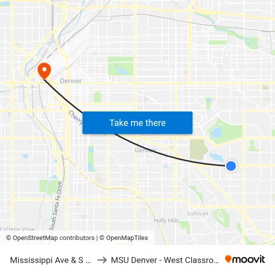 Mississippi Ave & S Dayton St to MSU Denver - West Classroom Building map