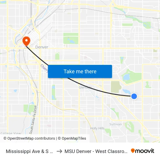 Mississippi Ave & S Dayton St to MSU Denver - West Classroom Building map