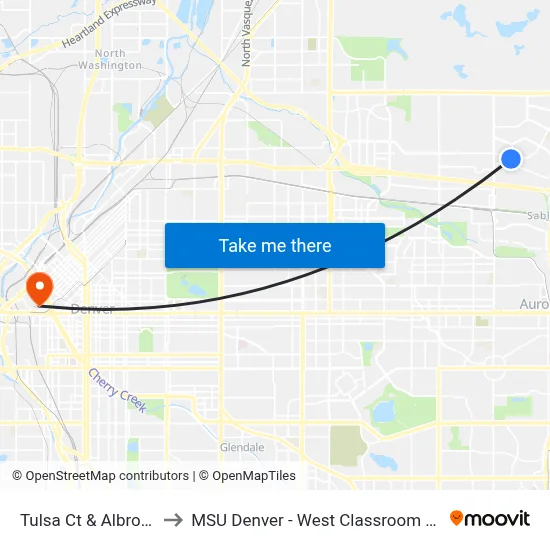 Tulsa Ct & Albrook Dr to MSU Denver - West Classroom Building map
