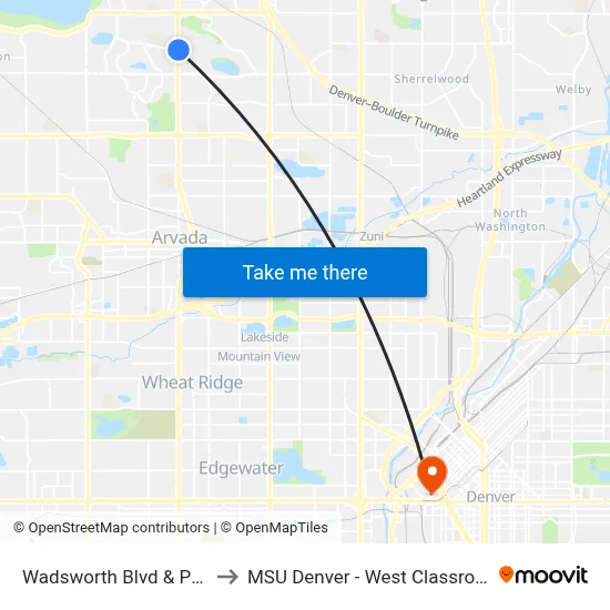 Wadsworth Blvd & Pomona Dr to MSU Denver - West Classroom Building map