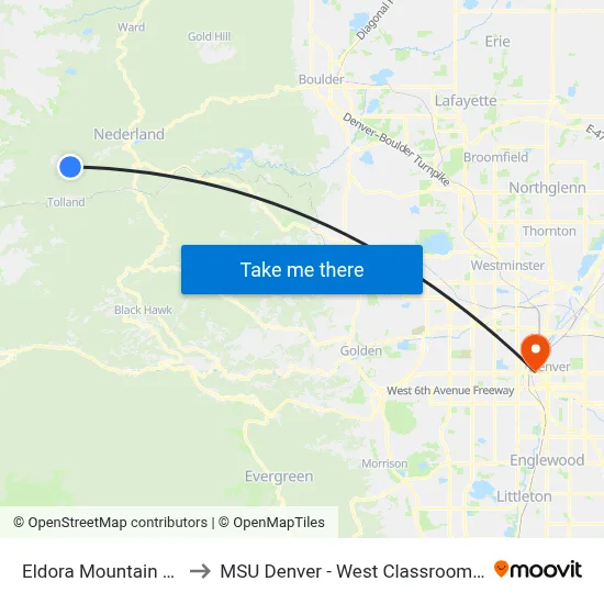 Eldora Mountain Resort to MSU Denver - West Classroom Building map