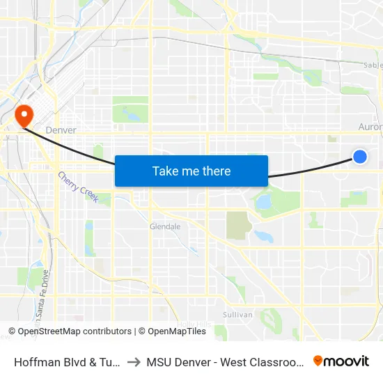 Hoffman Blvd & Tucson St to MSU Denver - West Classroom Building map