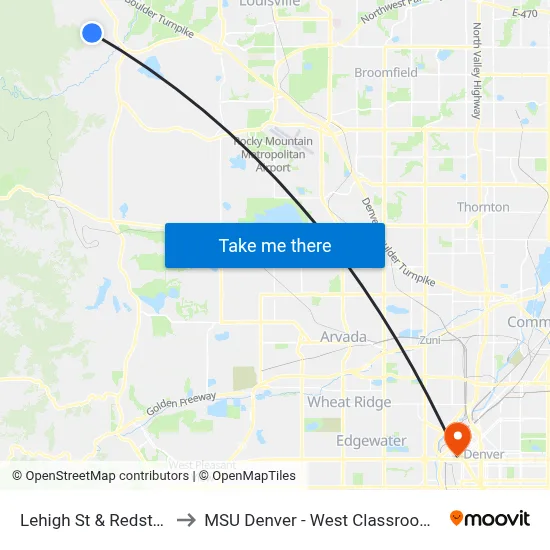 Lehigh St & Redstone Rd to MSU Denver - West Classroom Building map