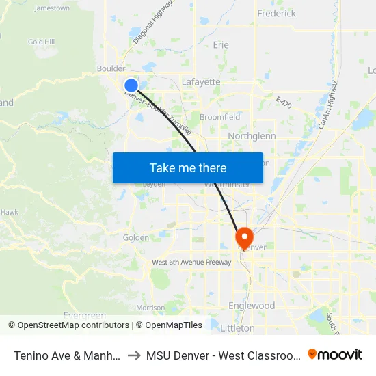Tenino Ave & Manhattan Dr to MSU Denver - West Classroom Building map