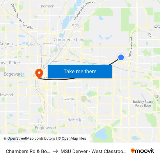 Chambers Rd & Bolling Dr to MSU Denver - West Classroom Building map