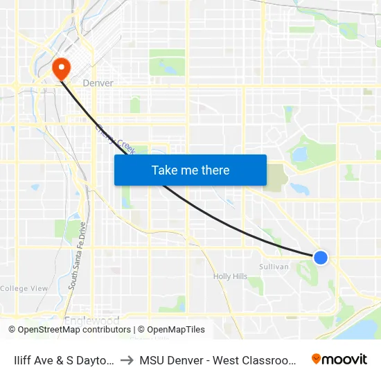 Iliff Ave & S Dayton Way to MSU Denver - West Classroom Building map