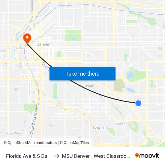 Florida Ave & S Dayton St to MSU Denver - West Classroom Building map