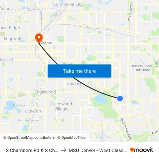 S Chambers Rd & S Chambers Way to MSU Denver - West Classroom Building map
