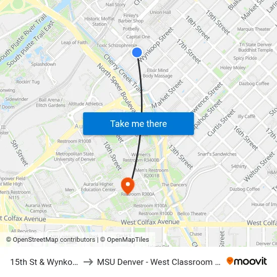 15th St & Wynkoop St to MSU Denver - West Classroom Building map
