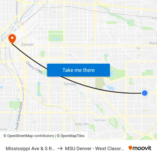 Mississippi Ave & S Racine Way to MSU Denver - West Classroom Building map