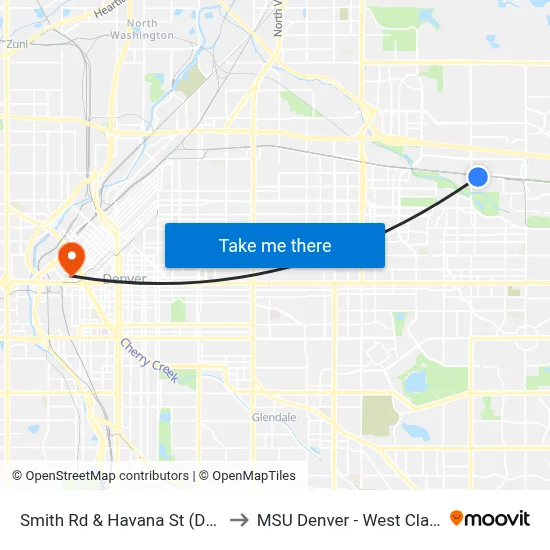 Smith Rd & Havana St (Denver County Jail) to MSU Denver - West Classroom Building map